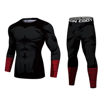 Naruto BJJ Rash Guard Rock Lee Dark Elite Long Sleeve Compression Rash Guard Set