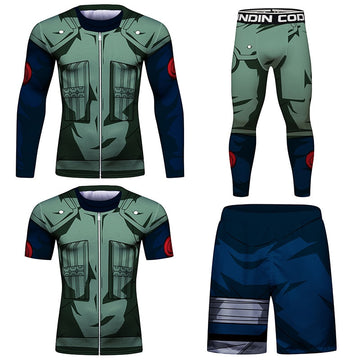 Naruto Kakashi Elite Four Piece Compression Rash Guard Fight Set