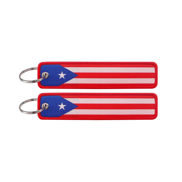 National Flag 'Puerto Rico' Embroidered Keyring Keychain