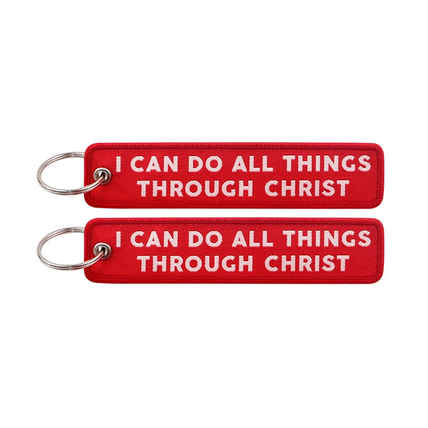 Philippians 4:13 I can do All Things Through Christ Embroidered Keyring Keychain
