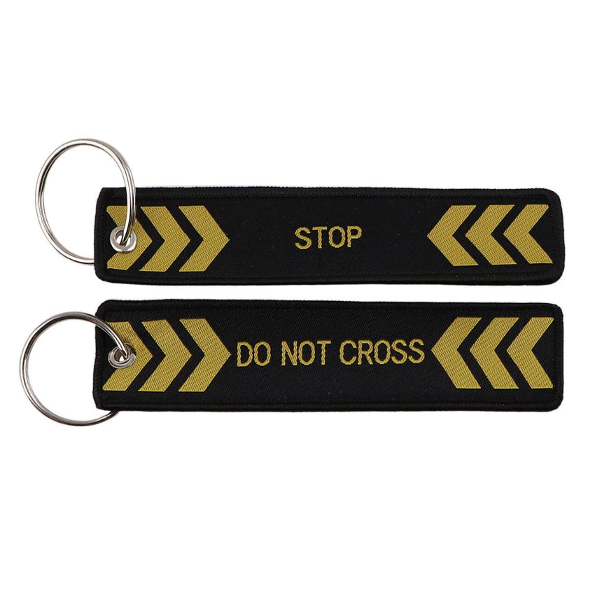 Stop 'Do Not Cross' Embroidered Keyring Keychain
