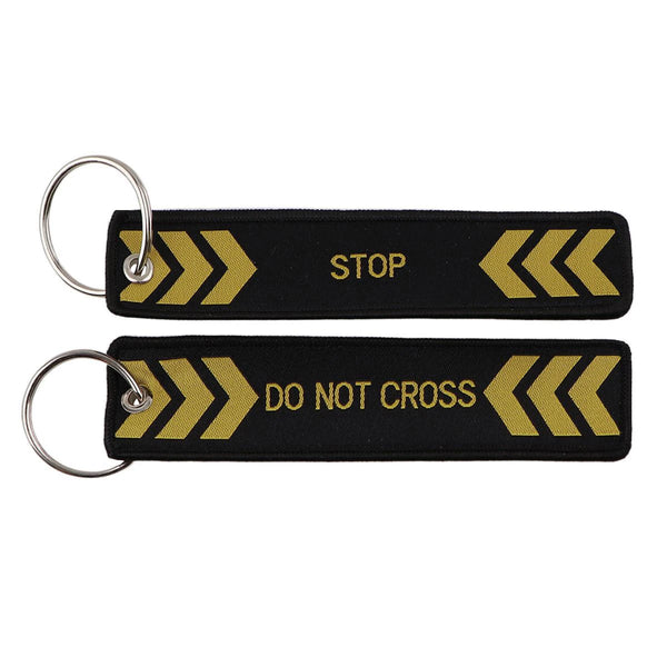 Stop 'Do Not Cross' Embroidered Keyring Keychain