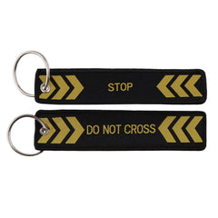 Stop 'Do Not Cross' Embroidered Keyring Keychain