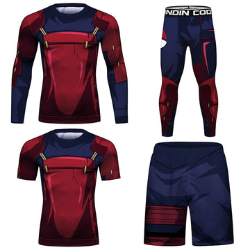 Naruto Elite Four Piece Compression Rash Guard Fight Set 'Madara'