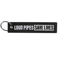 Rider Quotes 'loud pipes save lives' Embroidered Keyring Keychain