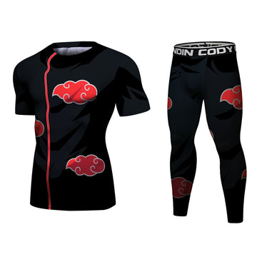 Naruto Elite Akatsuki Short Sleeve Compression Rash Guard Set