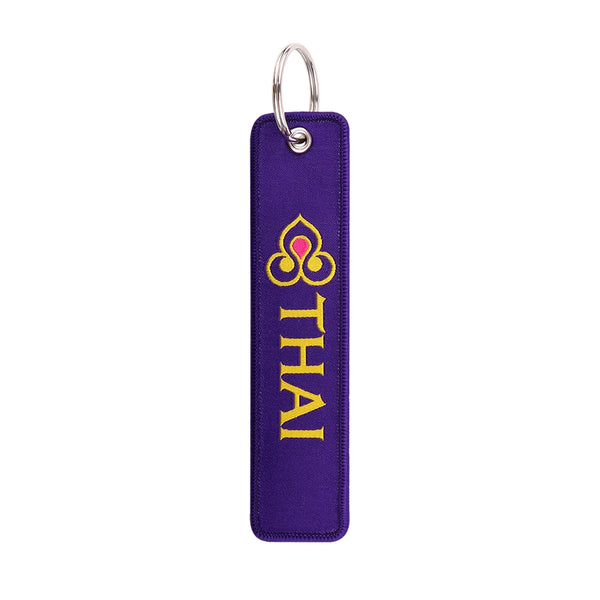 Airline  Tag 'Thai Airways' Embroidered Keyring Keychain