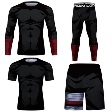 Naruto Rock Lee Dark Elite Four Piece Compression Rash Guard Fight Set Naruto Rock Lee