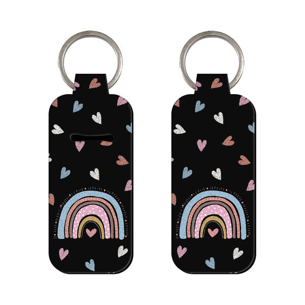 Black Heart Rainbow Lipstick Holder Keychain