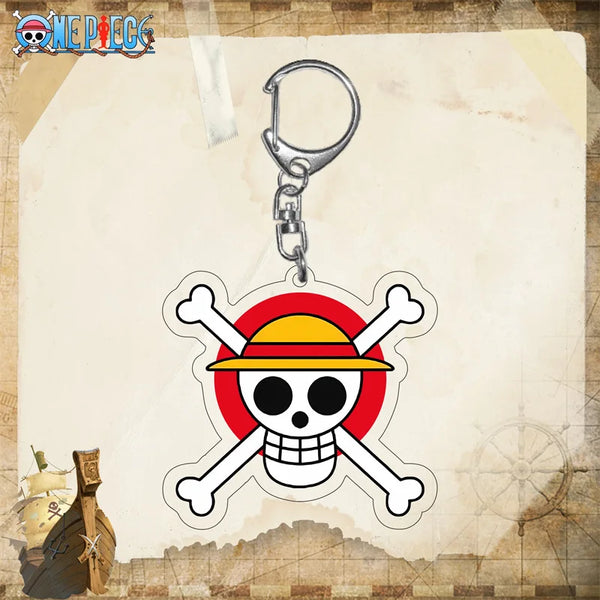 One Piece Jolly Roger Straw Hat Acrylic Keyring Keychain
