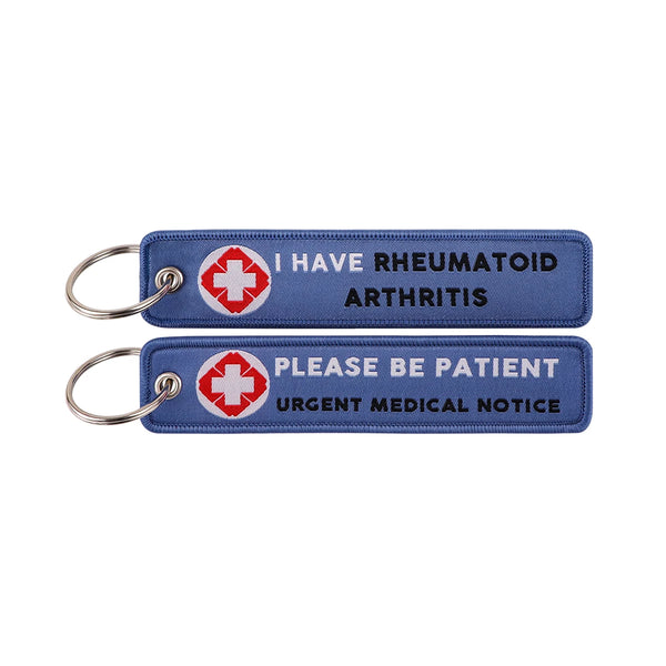 Medical Alert I Have Rheumatoid Arthritis Please Be Patient Embroidered Keyring Keychain