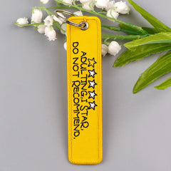 1 Star 'Adulting | Do Not Recommend' Embroidered Keyring Keychain