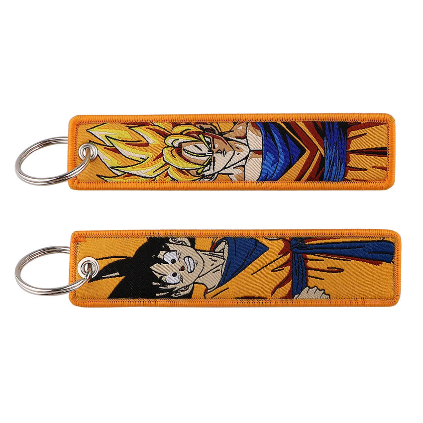 Dragon Ball Z 'Goku | Normal and Super Saiyan' Embroidery Keyring  Keychain