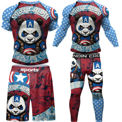 Panda Compression 'Captain Panda' Short Sleeve Rashguard 4 Piece Set