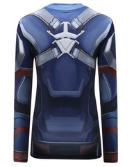 Women's Captain Steve Rogers 'End Game' Elite Long Sleeve Compression Rash Guard