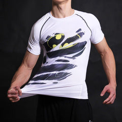 Batman White "Hero Revealed" Compression Rashguard-RashGuardStore