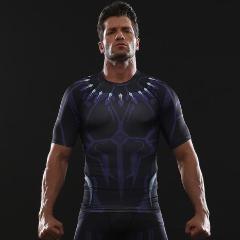 Black Panther 'Civil War' Compression Short Sleeve Rashguard-RashGuardStore