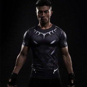 Black Panther Short Sleeve Compression Rash Guard-RashGuardStore