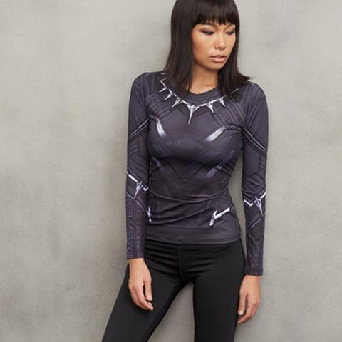 Black Panther Women's Compression Long Sleeve Rash Guard-RashGuardStore