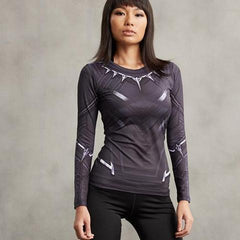 Black Panther Women's Compression Long Sleeve Rash Guard-RashGuardStore