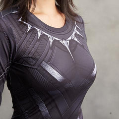 Black Panther Women's Compression Short Sleeve Rash Guard-RashGuardStore