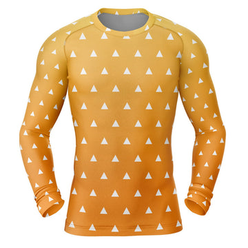 Zenitsu Print Demon Slayer Long Sleeve Compression Rashguard