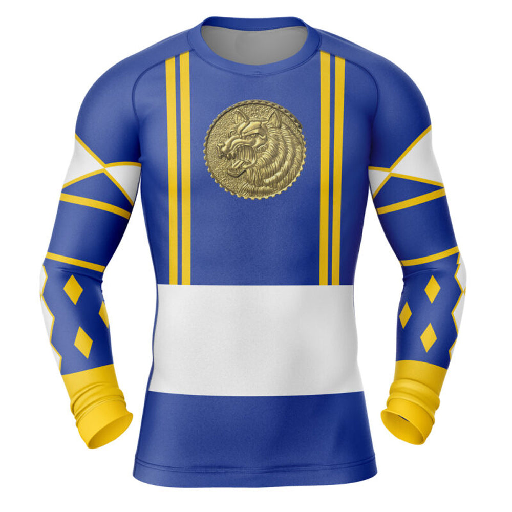 Kids Power Rangers 'Blue Ranger | Wolf | Ninjetti' Long Sleeve Compression  Rashguard