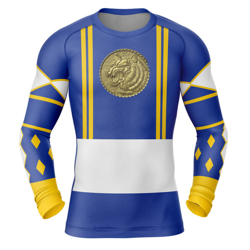 Kids Power Rangers 'Blue Ranger | Wolf | Ninjetti' Long Sleeve Compression  Rashguard