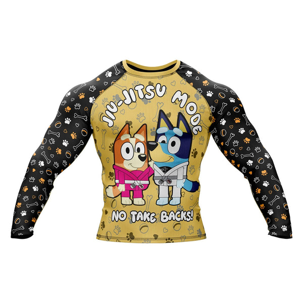 Kids Bluey 'No Take Backs' Long Sleeve Compression Rashguard