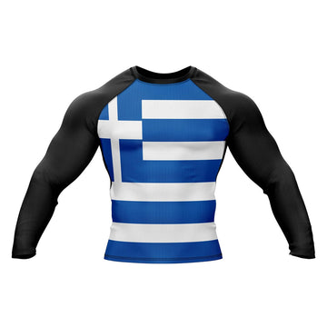 Greece Flag Rashguard Long Sleeve Compression