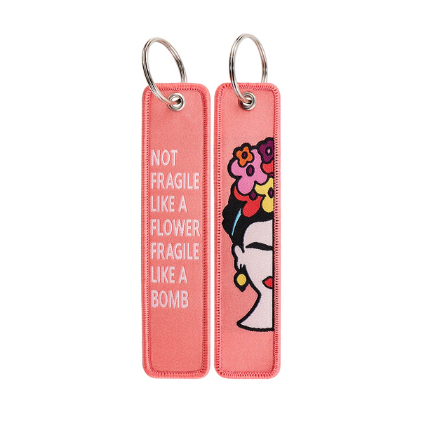 Not Fragile Like A Flower Fragile Like A Bomb Embroidered Keyring Keychain