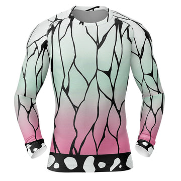 Shinobu Print Demon Slayer Long Sleeve Compression Rashguard