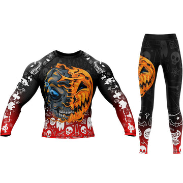 Halloween Skull O'Lantern Compression Rashguard Set Halloween Skull O'Lantern Compression Rashguard Set