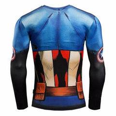 Captain America Animated Long Sleeve Compression Rash Guard-RashGuardStore
