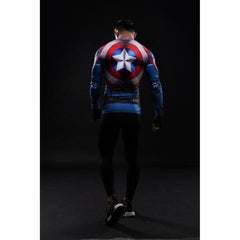 Captain America Compression Long Sleeve Rashguard-RashGuardStore