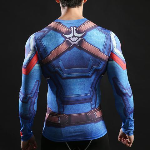 Captain America Compression Long Sleeve Rashguard-RashGuardStore
