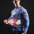 Captain America Compression Long Sleeve Rashguard-RashGuardStore