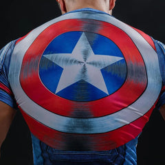 Captain America Compression Short Sleeve Rashguard-RashGuardStore