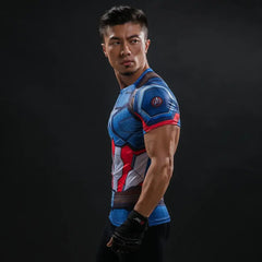 Captain America Compression Short Sleeve Rashguard-RashGuardStore