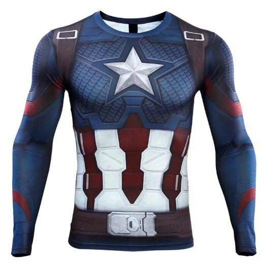 Captain America Steve Rogers 'End Game' Premium Long Sleeve Compression Rash Guard-RashGuardStore