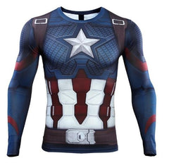 Captain America Steve Rogers 'End Game' Premium Long Sleeve Compression Rash Guard-RashGuardStore