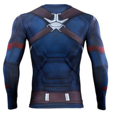 Captain America Steve Rogers 'End Game' Premium Long Sleeve Compression Rash Guard-RashGuardStore