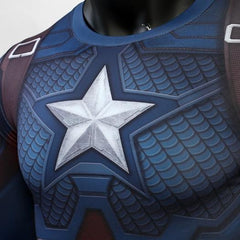 Captain America Steve Rogers 'End Game' Premium Long Sleeve Compression Rash Guard-RashGuardStore