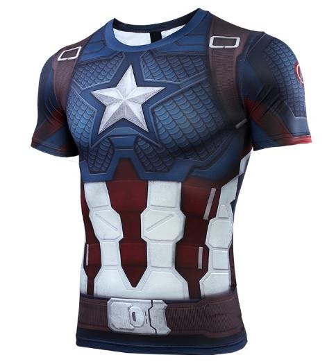 Captain America Steve Rogers 'End Game' Premium Short Sleeve Compression Rash Guard-RashGuardStore
