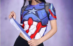 Captain America Women's Compression Rash Guard-RashGuardStore