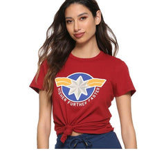 Carol Danvers Captain Marvel 'Higher Further Faster' T Shirt-RashGuardStore