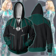 Carol Danvers 'Green' Captain Marvel Zip Up Hoodie-RashGuardStore