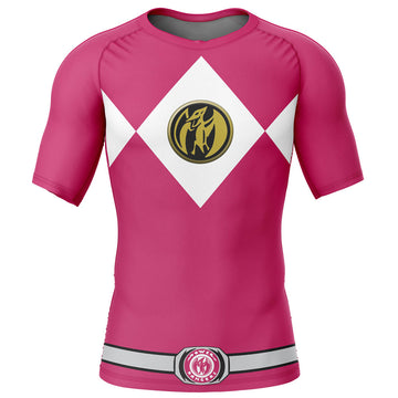 Power Rangers Pink Ranger Kids Short Sleeve Compression Rashguard