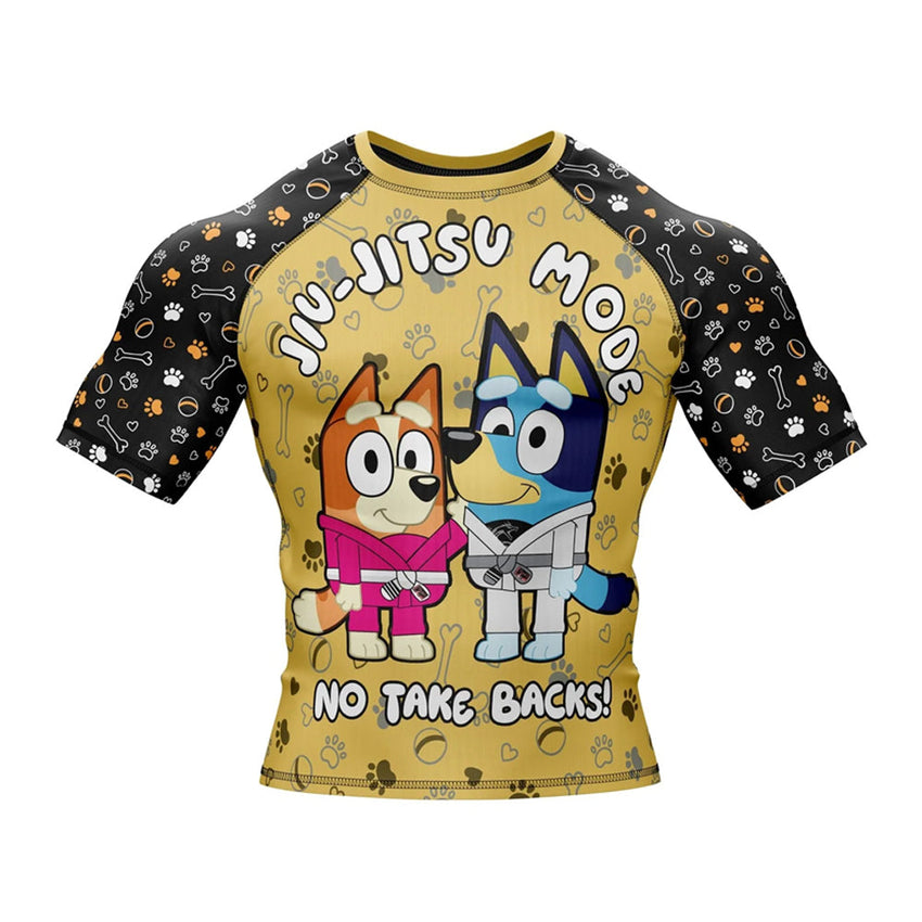 Kids Bluey 'No Take Backs' Short Sleeve Compression Rashguard