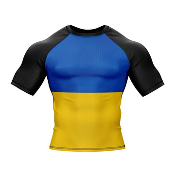 Ukraine Flag Short Sleeve Compression Rashguard Ukraine Flag Short Sleeve Compression Rashguard